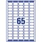 Avery L7651-250 Laser Labels, 65 Per Sheet, 38.1x21.2mm, White, 16250 Labels