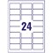 Avery J8159-100 Inkjet Labels, 24 Per Sheet, 63.5x33.9mm, White, 2400 Labels