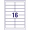 Avery J8162-100 Inkjet Labels, 16 Per Sheet, 99.1x33.9mm, White, 1600 Labels