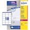 Avery L7161-100 Laser Labels, 18 Per Sheet, 63.5x46.6mm, White, 1800 Labels