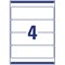 Avery L7171-25 Laser Filing Labels for Lever Arch File, 4 per Sheet, 200x60mm, 100 Labels