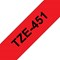 Brother P-Touch TZe-451 Label Tape, Black on Red, 24mmx8m