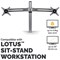 Fellowes Lotus Sit Stand Workstaion Dual Monitor Arm, Adjustable Height, Silver