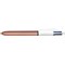 Bic 4 Colours Retractable Ballpoint Pen, Rose Gold, Pack of 12