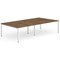 Impulse 4 Person Bench Desk, Back to Back, 4 x 1400mm (800mm Deep), White Frame, Walnut