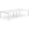 Impulse 4 Person Bench Desk, Back to Back, 4 x 1200mm (800mm Deep), White Frame, White