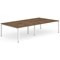 Impulse 4 Person Bench Desk, Back to Back, 4 x 1200mm (800mm Deep), White Frame, Walnut