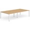 Impulse 4 Person Bench Desk, Back to Back, 4 x 1200mm (800mm Deep), White Frame, Beech