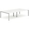 Impulse 4 Person Bench Desk, Back to Back, 4 x 1600mm (800mm Deep), Silver Frame, White