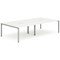 Impulse 4 Person Bench Desk, Back to Back, 4 x 1400mm (800mm Deep), Silver Frame, White
