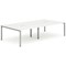 Impulse 4 Person Bench Desk, Back to Back, 4 x 1200mm (800mm Deep), Silver Frame, White
