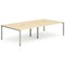 Evolve Plus 1200mm B2B 4 Person Office Bench Desk Maple Top Silver Frame Evolve Plus 1200mm B2B 4 Person Office Bench Desk Maple Top Silver Frame