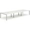 Impulse 6 Person Bench Desk, Back to Back, 6 x 1400mm (800mm Deep), Silver Frame, White