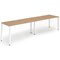 Impulse 2 Person Bench Desk, Side by Side, 2 x 1600mm (800mm Deep), White Frame, Beech