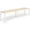 Impulse 2 Person Bench Desk, Side by Side, 2 x 1400mm (800mm Deep), White Frame, Maple