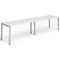 Evolve Plus 1600mm Single Row 2 Person Office Bench Desk White Top Silver Frame