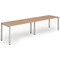 Evolve Plus 1600mm Single Row 2 Person Office Bench Desk Beech Top Silver Frame