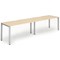Impulse 2 Person Bench Desk, Side by Side, 2 x 1600mm (800mm Deep), Silver Frame, Maple