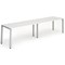 Evolve Plus 1400mm Single Row 2 Person Office Bench Desk White Top Silver Frame