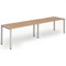 Evolve Plus 1400mm Single Row 2 Person Office Bench Desk Beech Top Silver Frame