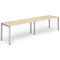 Impulse 2 Person Bench Desk, Side by Side, 2 x 1400mm (800mm Deep), Silver Frame, Maple