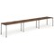 Impulse 3 Person Bench Desk, Side by Side, 3 x 1600mm (800mm Deep), White Frame, Walnut