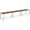 Impulse 3 Person Bench Desk, Side by Side, 3 x 1600mm (800mm Deep), Silver Frame, Walnut