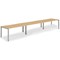 Evolve Plus 1600mm Single Row 3 Person Office Bench Desk Beech Top Silver Frame