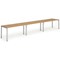 Impulse 3 Person Bench Desk, Side by Side, 3 x 1600mm (800mm Deep), Silver Frame, Oak