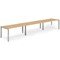 Evolve Plus 1400mm Single Row 3 Person Office Bench Desk Beech Top Silver Frame