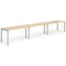 Evolve Plus 1400mm Single Row 3 Person Office Bench Desk Maple Top Silver Frame