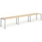 Impulse 3 Person Bench Desk, Side by Side, 3 x 1400mm (800mm Deep), Silver Frame, Maple