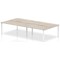 Impulse 4 Person Bench Desk, Back to Back, 4 x 1600mm (800mm Deep), White Frame, Grey Oak