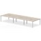 Impulse 6 Person Bench Desk, Back to Back, 6 x 1400mm (800mm Deep), Silver Frame, Grey Oak