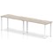 Impulse 2 Person Bench Desk, Side by Side, 2 x 1400mm (800mm Deep), White Frame, Grey Oak