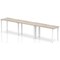 Impulse 3 Person Bench Desk, Side by Side, 3 x 1200mm (800mm Deep), White Frame, Grey Oak