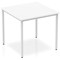 Impulse Square Table, 800mm, White, Silver Box Frame Leg