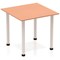 Impulse Square Table, 800mm, Beech, Silver Post Leg