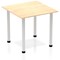 Impulse Square Table, 800mm, Maple, Silver Post Leg