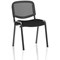 ISO Black Frame Stacking Chair, Mesh Back, Black Fabric Seat