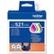 Brother Black Cyan Magenta Yellow Standard Capacity Ink Cartridge Multi Pack 500 pages each- LC521VAL