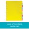 Elba Recycled Subject Dividers, Extra Wide, 10-Part, Blank Multicolour Tabs, A4, Multicolour