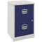 Bisley A4 Home Filing Cabinet, 2 Drawer, Grey and Blue