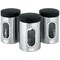 Kitchen Canisters Set of 3 Silver Stainless Steel