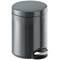 Durable Round Powder Coated Metal Pedal Bin, 5 Litre, Charcoal Durable Round Powder Coated Metal Pedal Bin, 5 Litre, Charcoal