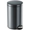Durable Round Powder Coated Metal Pedal Bin, 12 Litre, Charcoal