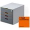 Durable Varicolor Safe 4 Drawer Set, Lockable Top Drawer, Colour Coded Desktop Storage, Grey & Assorted Coloured Drawers