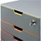 Durable Varicolor Safe 4 Drawer Set, Lockable Top Drawer, Colour Coded Desktop Storage, Grey & Assorted Coloured Drawers