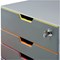 Durable Varicolor 4 Drawer Set, Lockable Top Drawer, Grey & Assorted Coloured Drawers