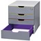 Durable Varicolor Safe 4 Drawer Set, Lockable Top Drawer, Colour Coded Desktop Storage, Grey & Assorted Coloured Drawers